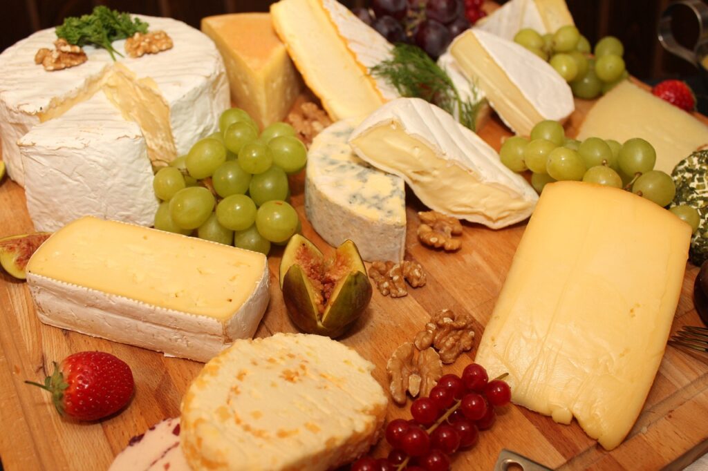 cheese platter, cheese, buffet