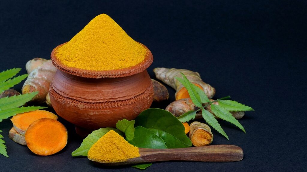 turmeric, neem, cup